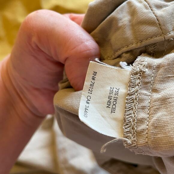 Eileen Fisher Linen Blend Light Weight Wide Leg Low Rise Beige Boho Pants Size12 - Picture 7 of 13